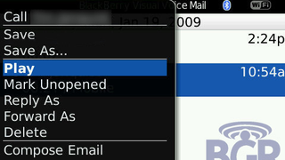 First Look At Visual Voicemail on the BlackBerry Bold